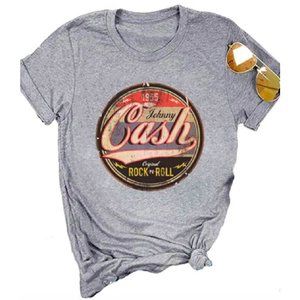 Johnny Cash Country Retro Grey Graphic T-Shirt